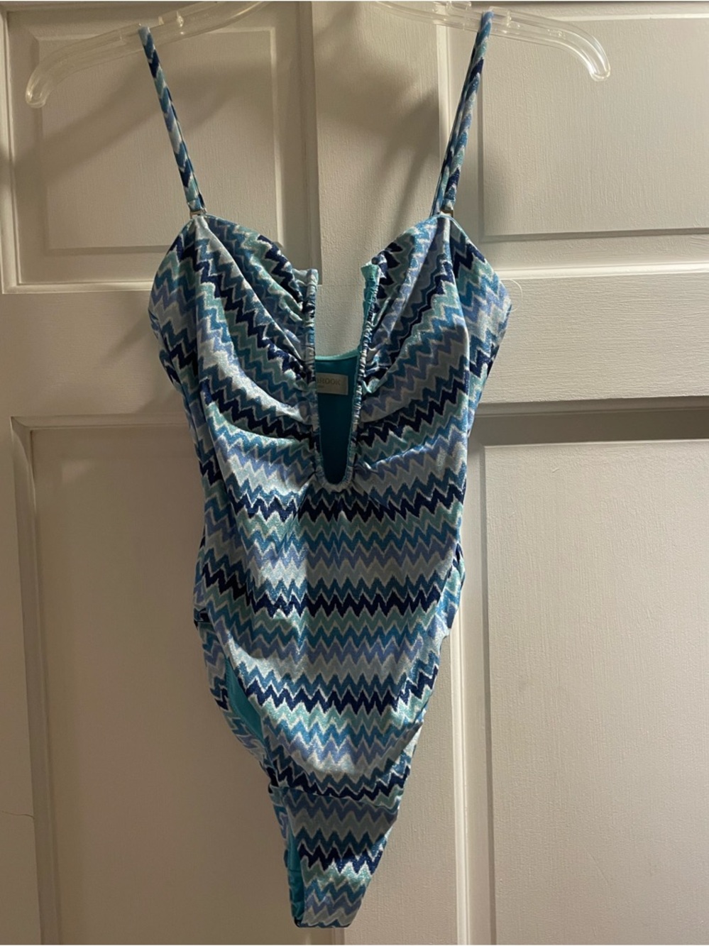 Ramy Brook Bianka Metallic Chevron Plunging One-Piece